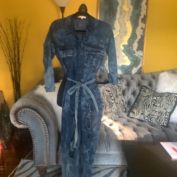 Cest la vie Hot and delicious distressed button up denim Jumpsuit - Picture 3 of 11